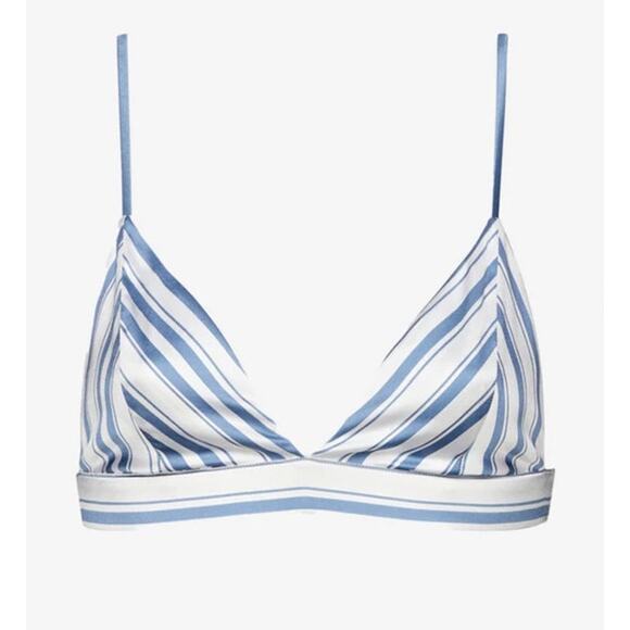 Ser.O.Ya Iris Silk Bralette in Blue and White Stripe Size XS NWT - Picture 1 of 5